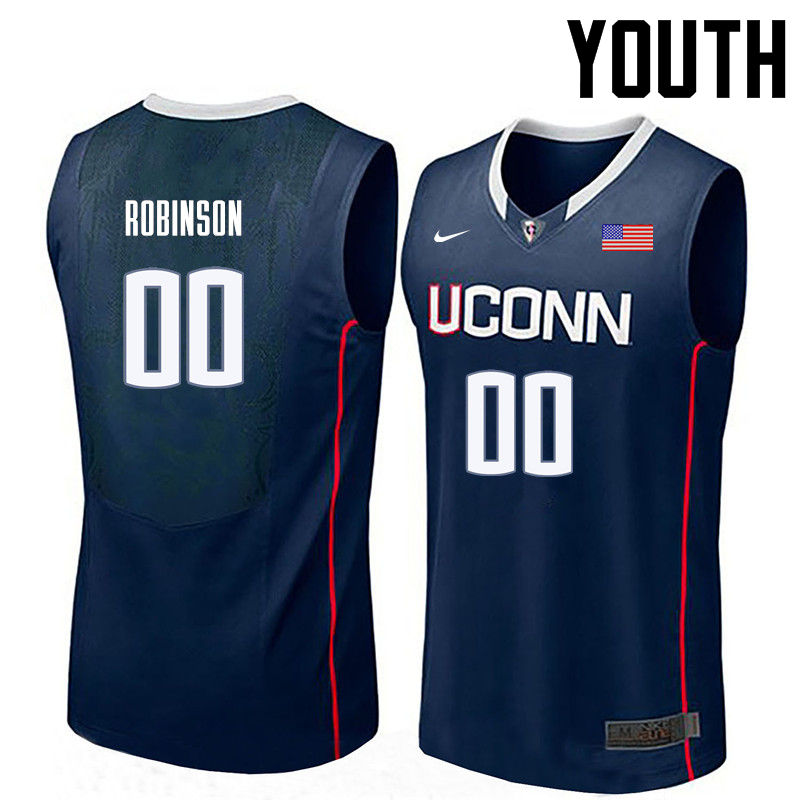 Youth Uconn Huskies #00 Clifford Robinson College Basketball Jerseys-Navy